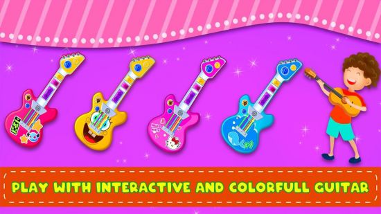 Розовая настоящая гитара для детей - Music Kids