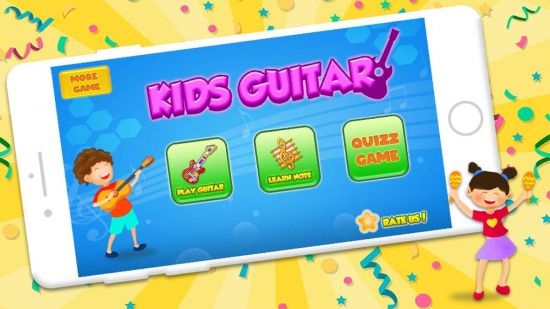 Розовая настоящая гитара для детей - Music Kids